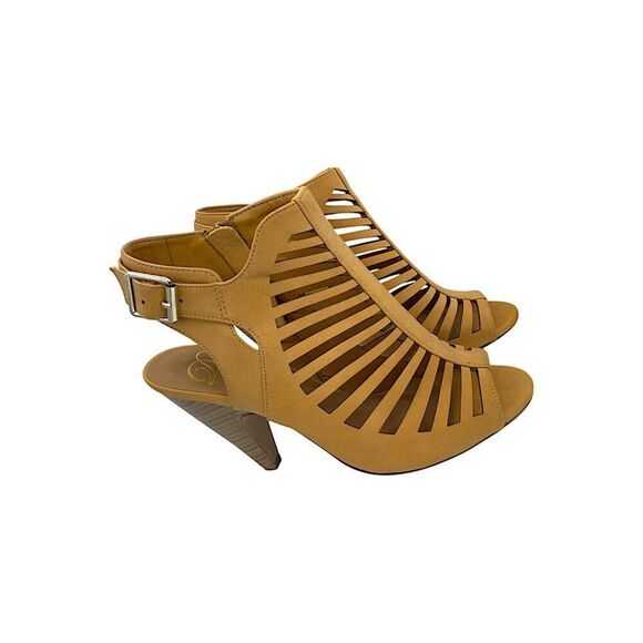 Heart-In-D "Shaky-S" Strappy Peep Toe Slingback Sandals – Chunky Heel – Size 8.5 - Picture 3 of 8